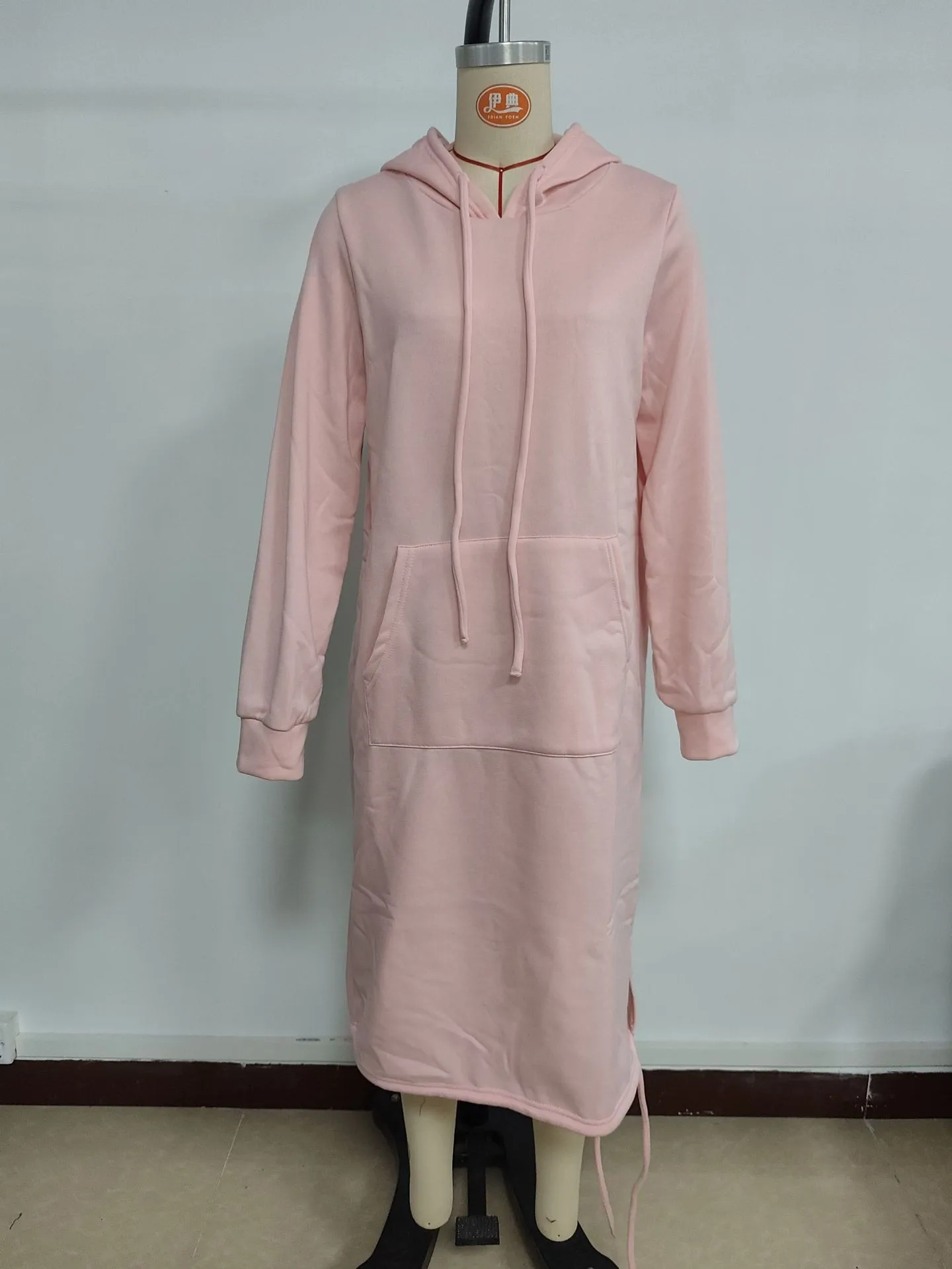 Hooded Pocket Loose Fit Commute Style Hoodie with Long Sleeve Long Length Regular Thickness Pullover Winter Women Hoodie