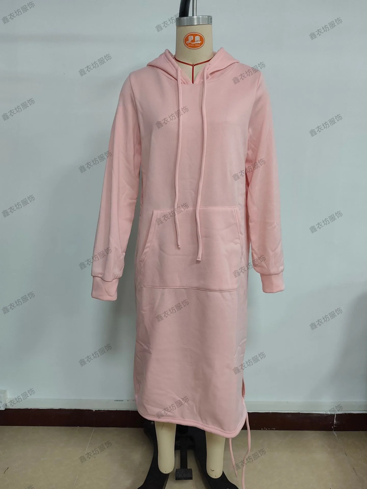 Hooded Pocket Loose Fit Commute Style Hoodie with Long Sleeve Long Length Regular Thickness Pullover Winter Women Hoodie