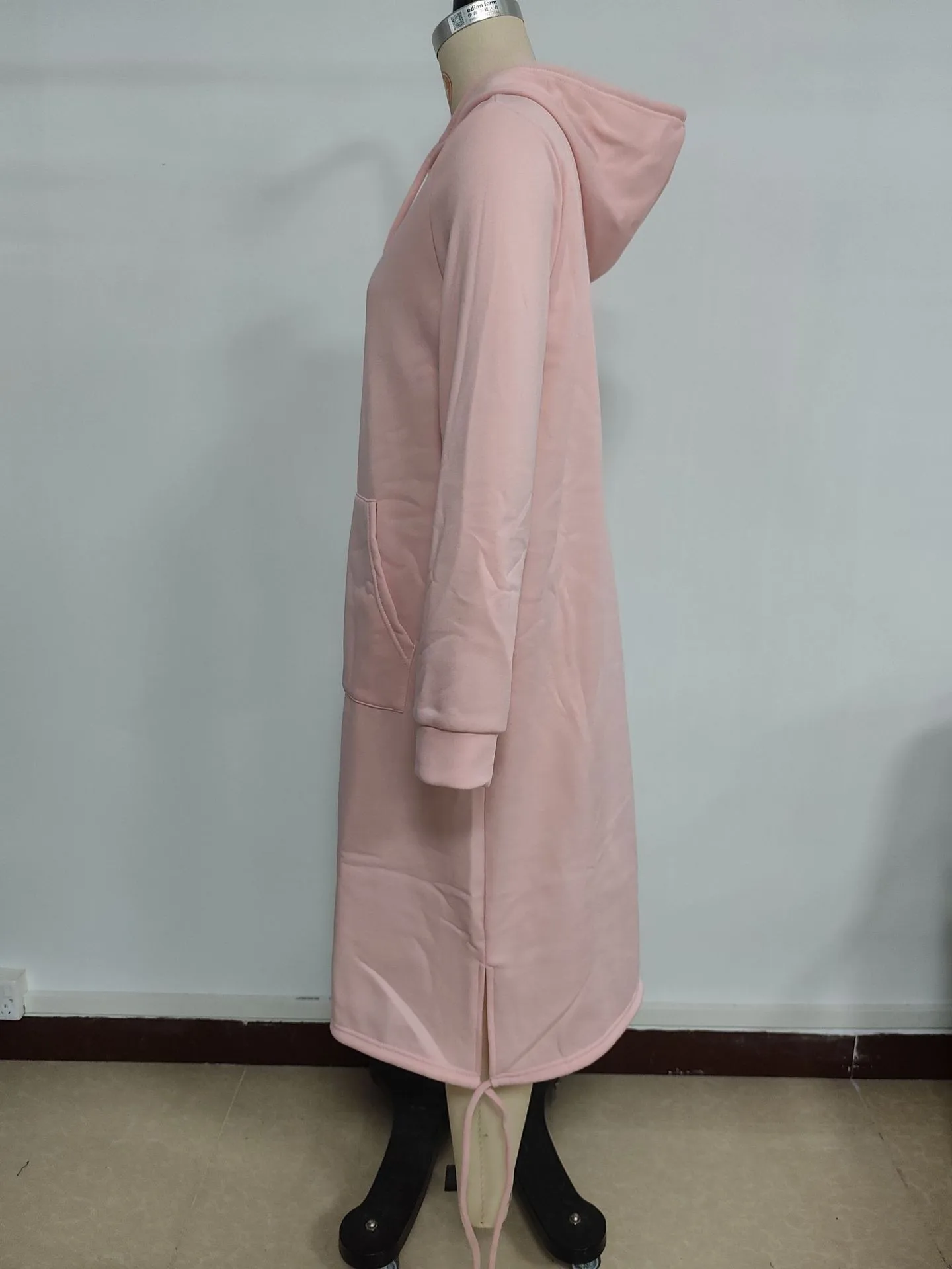 Hooded Pocket Loose Fit Commute Style Hoodie with Long Sleeve Long Length Regular Thickness Pullover Winter Women Hoodie