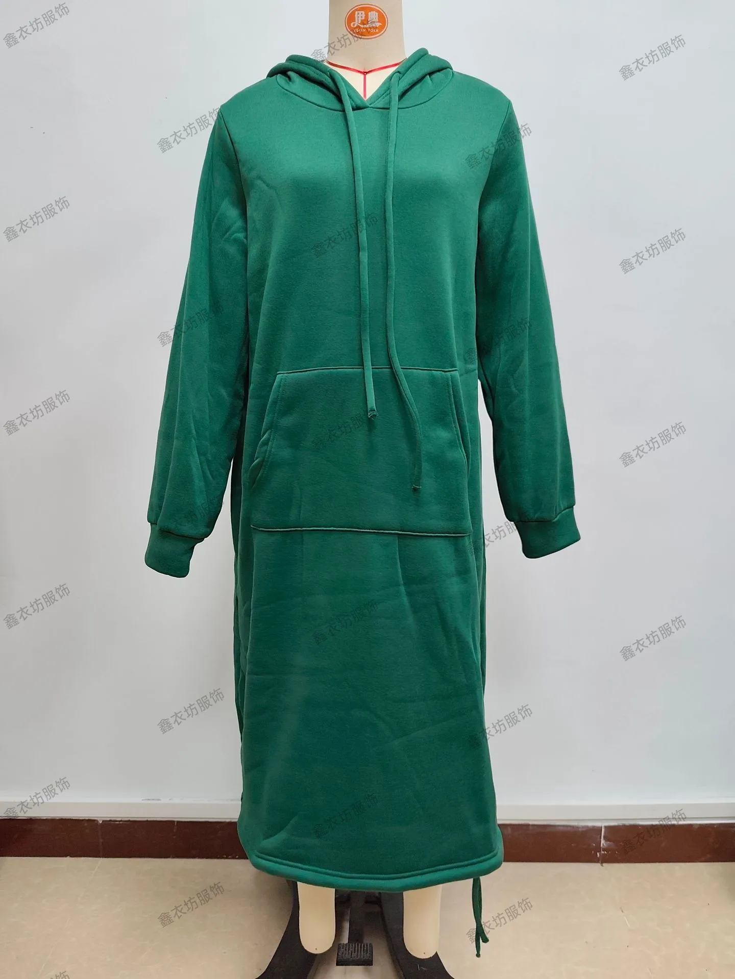 Hooded Pocket Loose Fit Commute Style Hoodie with Long Sleeve Long Length Regular Thickness Pullover Winter Women Hoodie