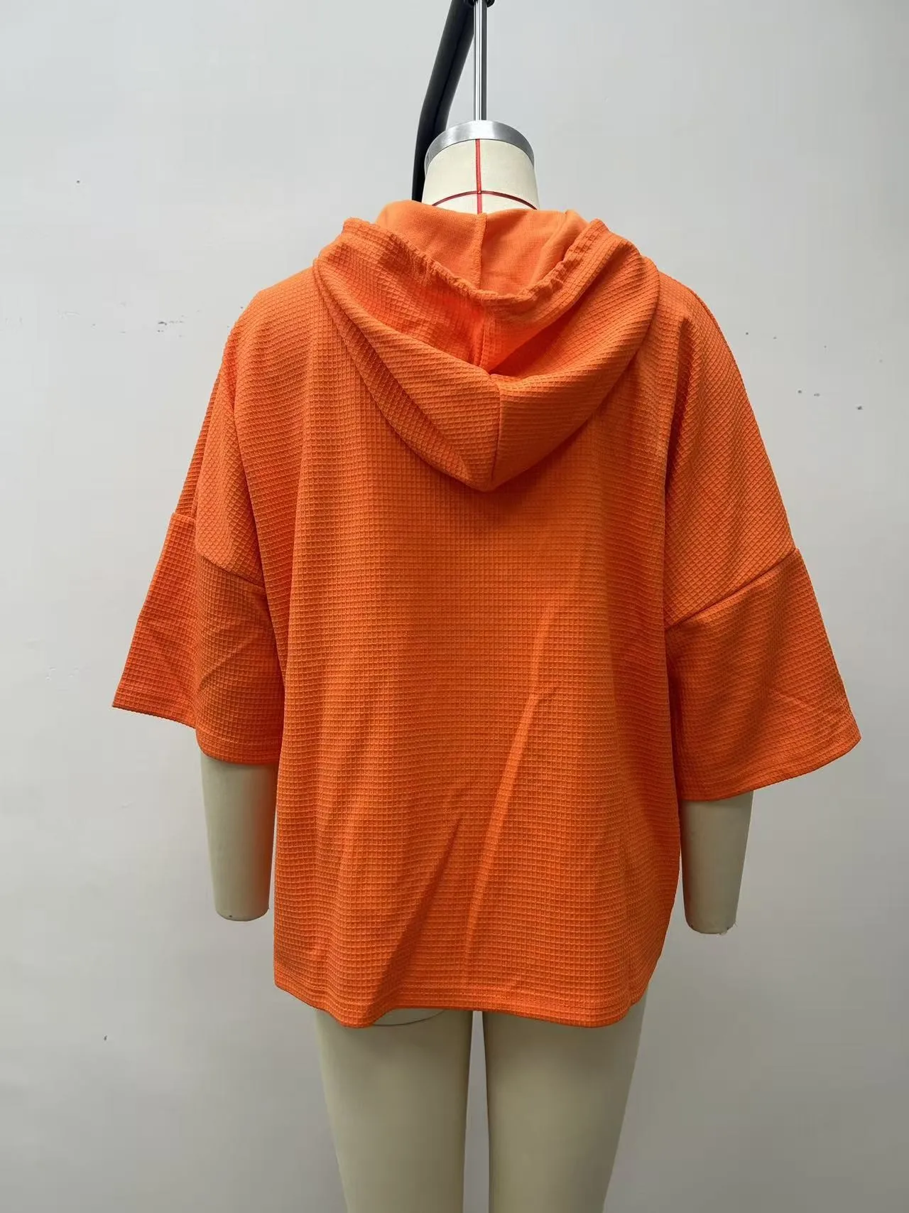 Hooded Loose Fit Hoodie Elegant with Commuter Chic Pullover Regular Thickness Three Quarter Sleeve Hooded Neckline Women Hoodie