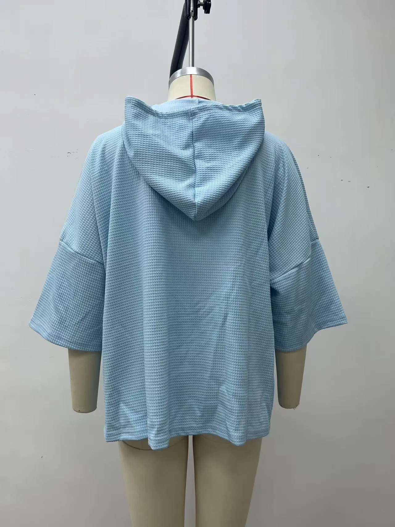 Hooded Loose Fit Hoodie Elegant with Commuter Chic Pullover Regular Thickness Three Quarter Sleeve Hooded Neckline Women Hoodie