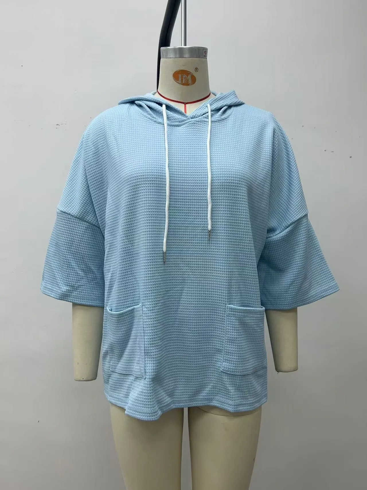 Hooded Loose Fit Hoodie Elegant with Commuter Chic Pullover Regular Thickness Three Quarter Sleeve Hooded Neckline Women Hoodie