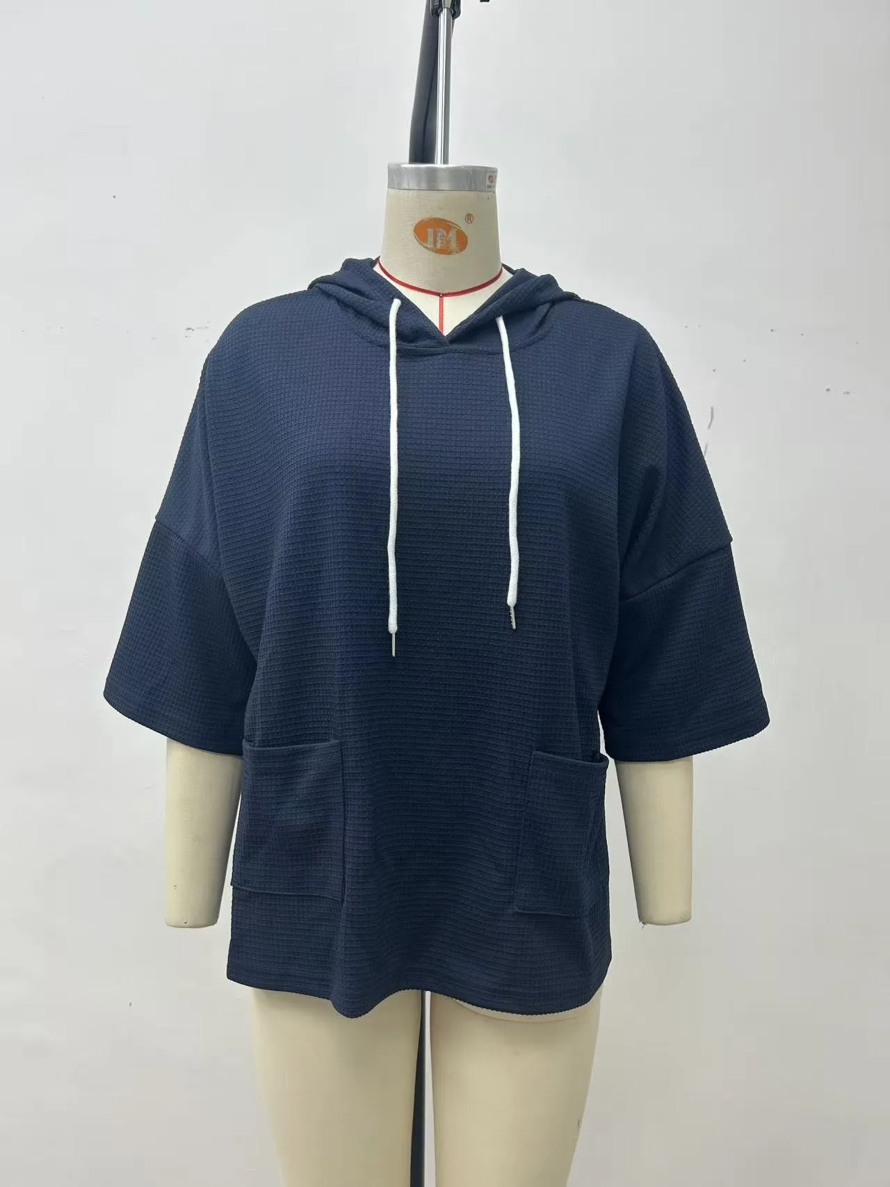 Hooded Loose Fit Hoodie Elegant with Commuter Chic Pullover Regular Thickness Three Quarter Sleeve Hooded Neckline Women Hoodie