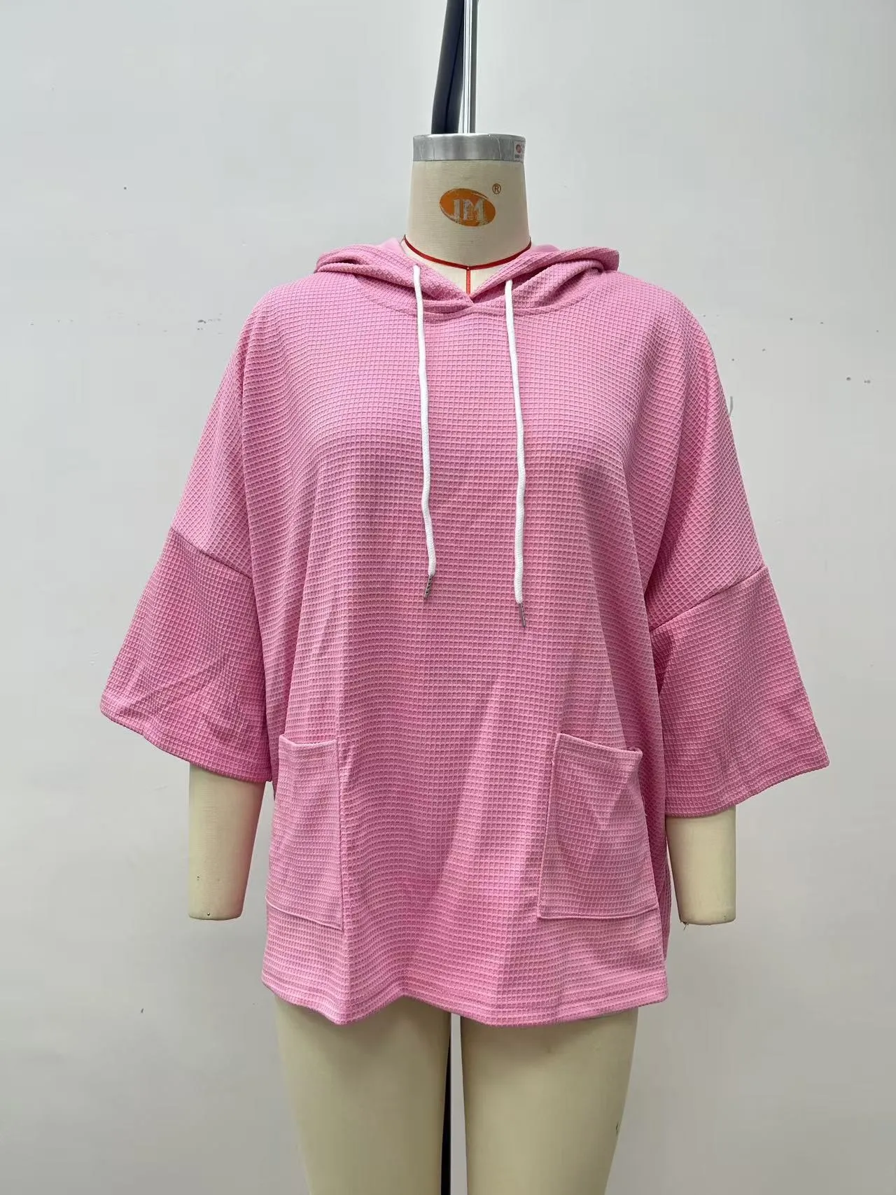 Hooded Loose Fit Hoodie Elegant with Commuter Chic Pullover Regular Thickness Three Quarter Sleeve Hooded Neckline Women Hoodie