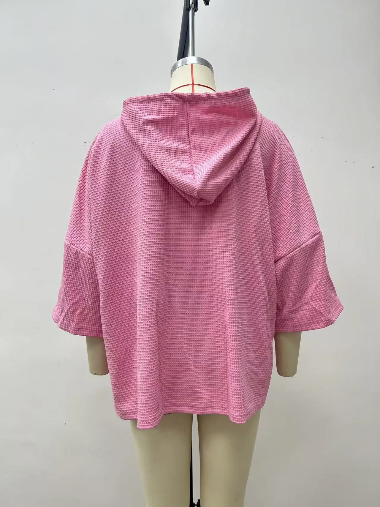 Hooded Loose Fit Hoodie Elegant with Commuter Chic Pullover Regular Thickness Three Quarter Sleeve Hooded Neckline Women Hoodie