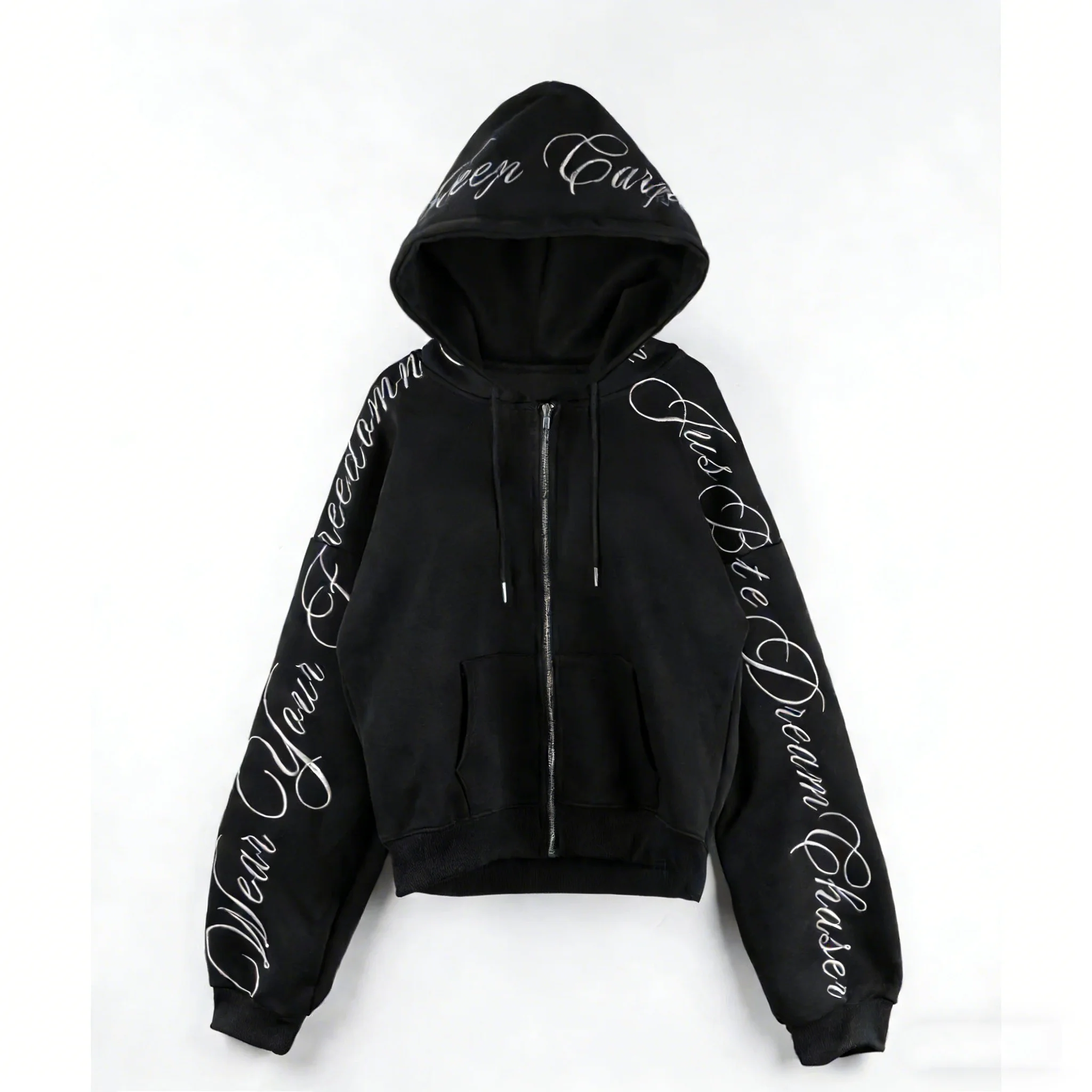 Ins Printed Zipper Hoodie Shorts Spicy Girl Y2K Set Long Sleeved Pullover Hoodie Retro