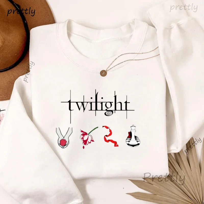 Twilight Sweatshirt & Hoodie Women Casual Twilight Saga Printed Crewneck Sweatshirt Book Lover Long Sleeve Hoodies Y2k Hoody