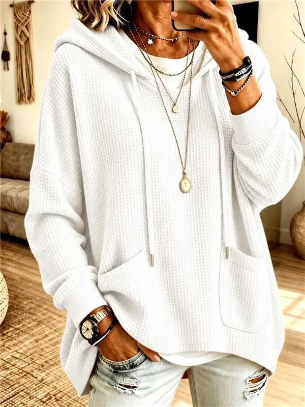 Casual Hooded Loose Fit Hoodie with Japanese Korean Casual Asymmetrical Hooded Neckline Irregular Design Women Sweatshirts