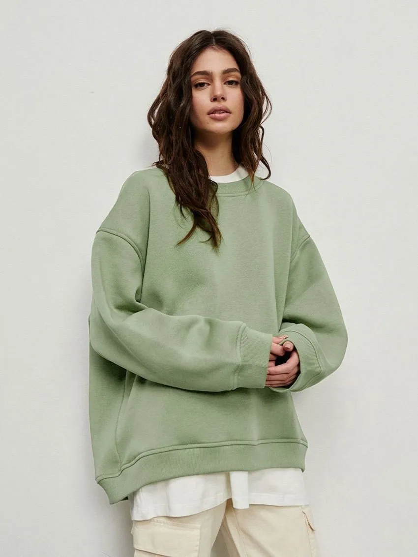 Loose Fit Pullover Hoodie Mid Length Streetwear with No Closure Regular Sleeve Regular Thickness Long Sleeve Women Sweatshirts