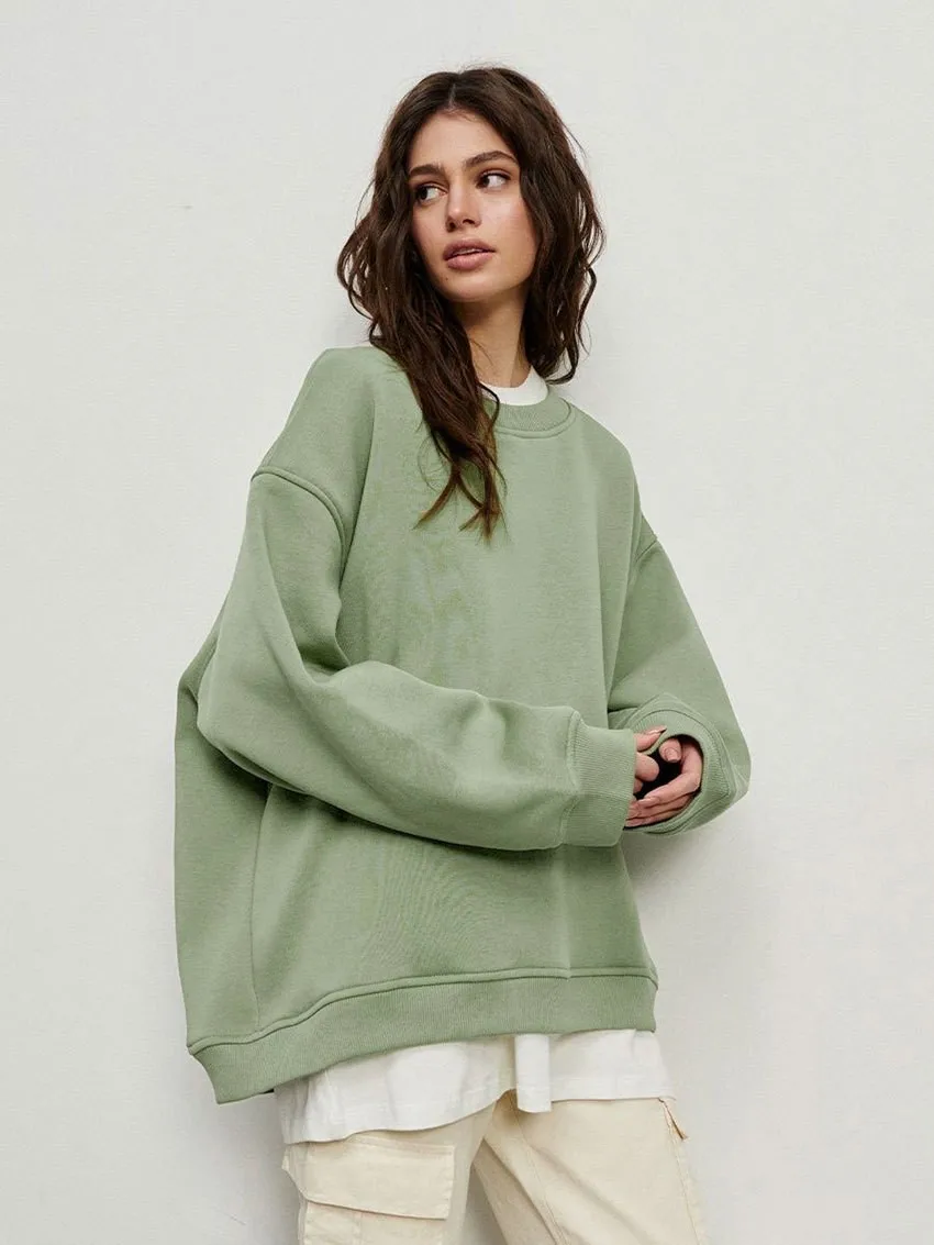 Loose Fit Pullover Hoodie Mid Length Streetwear with No Closure Regular Sleeve Regular Thickness Long Sleeve Women Sweatshirts