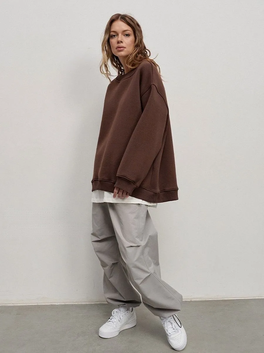 Loose Fit Pullover Hoodie Mid Length Streetwear with No Closure Regular Sleeve Regular Thickness Long Sleeve Women Sweatshirts