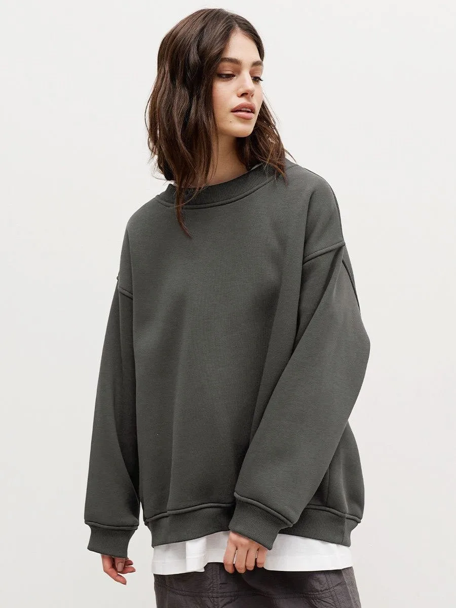 Loose Fit Pullover Hoodie Mid Length Streetwear with No Closure Regular Sleeve Regular Thickness Long Sleeve Women Sweatshirts