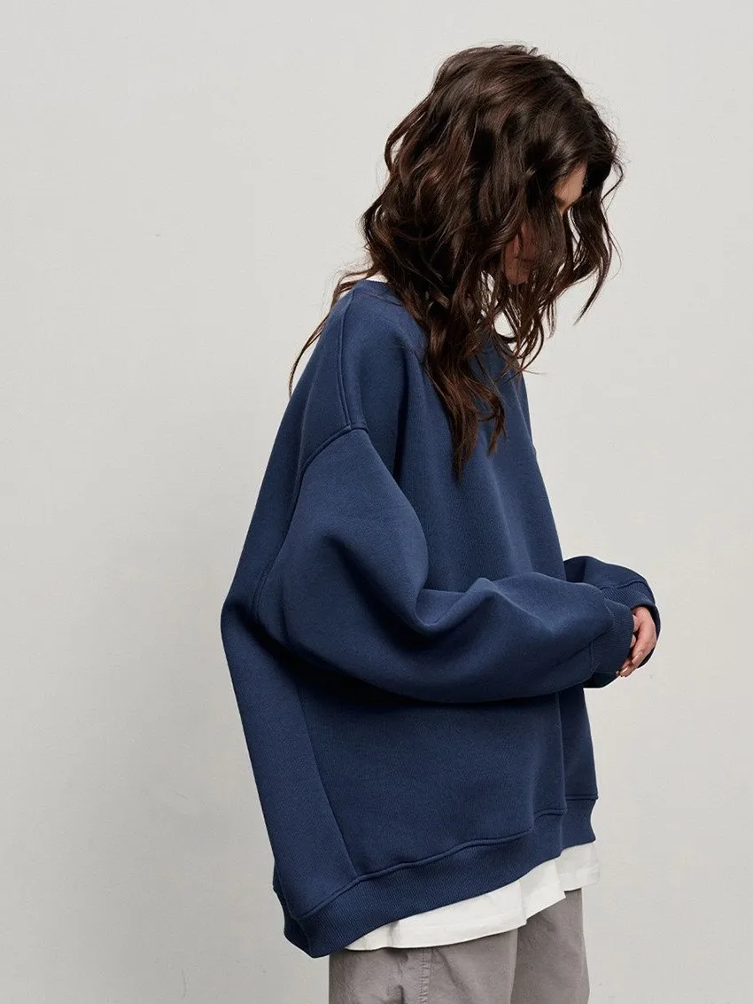 Loose Fit Pullover Hoodie Mid Length Streetwear with No Closure Regular Sleeve Regular Thickness Long Sleeve Women Sweatshirts