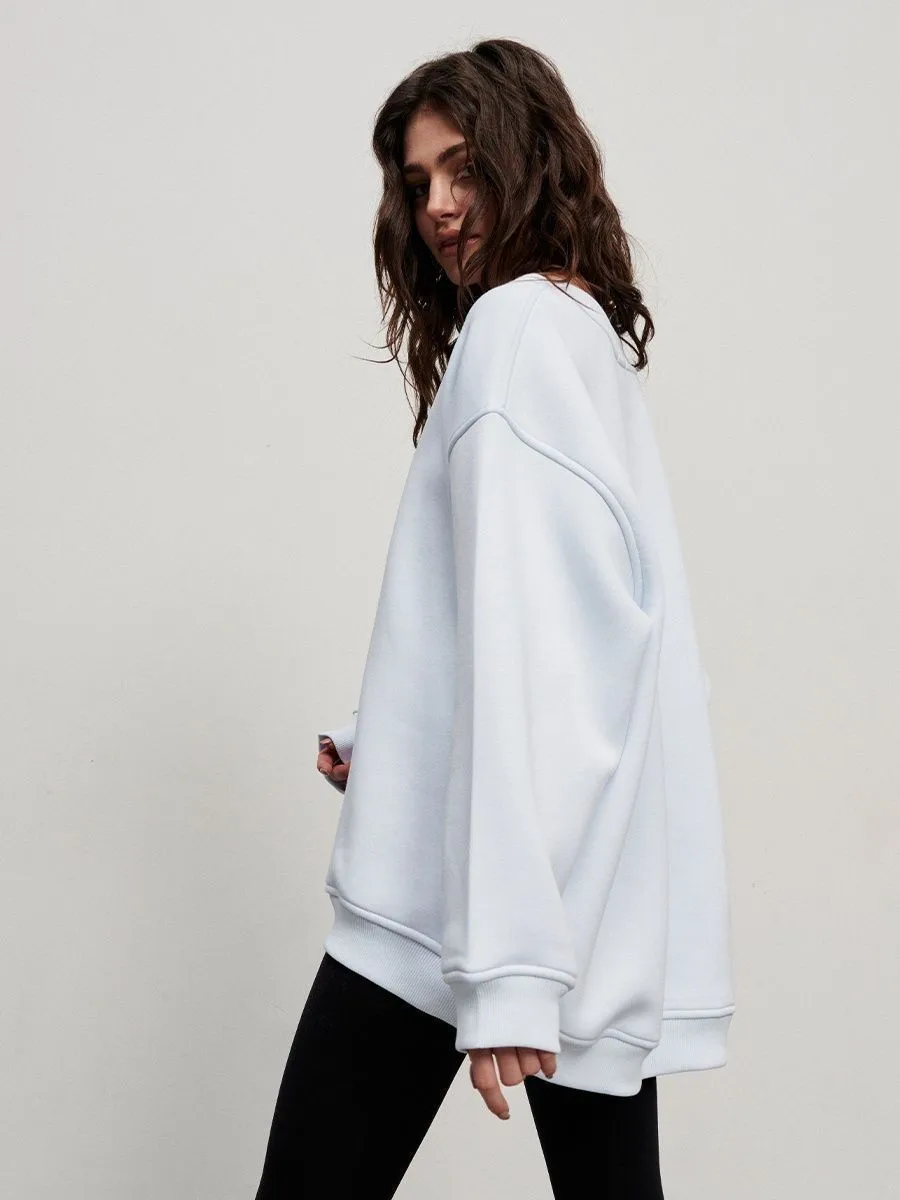 Loose Fit Pullover Hoodie Mid Length Streetwear with No Closure Regular Sleeve Regular Thickness Long Sleeve Women Sweatshirts