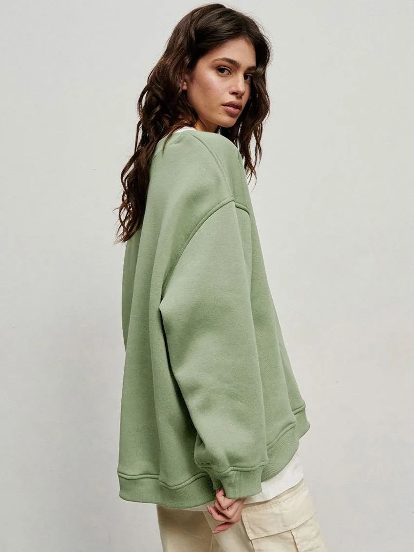 Loose Fit Pullover Hoodie Mid Length Streetwear with No Closure Regular Sleeve Regular Thickness Long Sleeve Women Sweatshirts