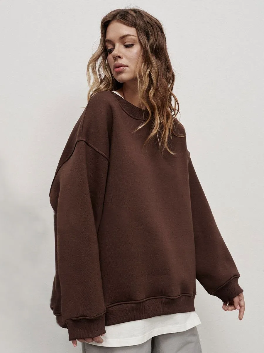 Loose Fit Pullover Hoodie Mid Length Streetwear with No Closure Regular Sleeve Regular Thickness Long Sleeve Women Sweatshirts