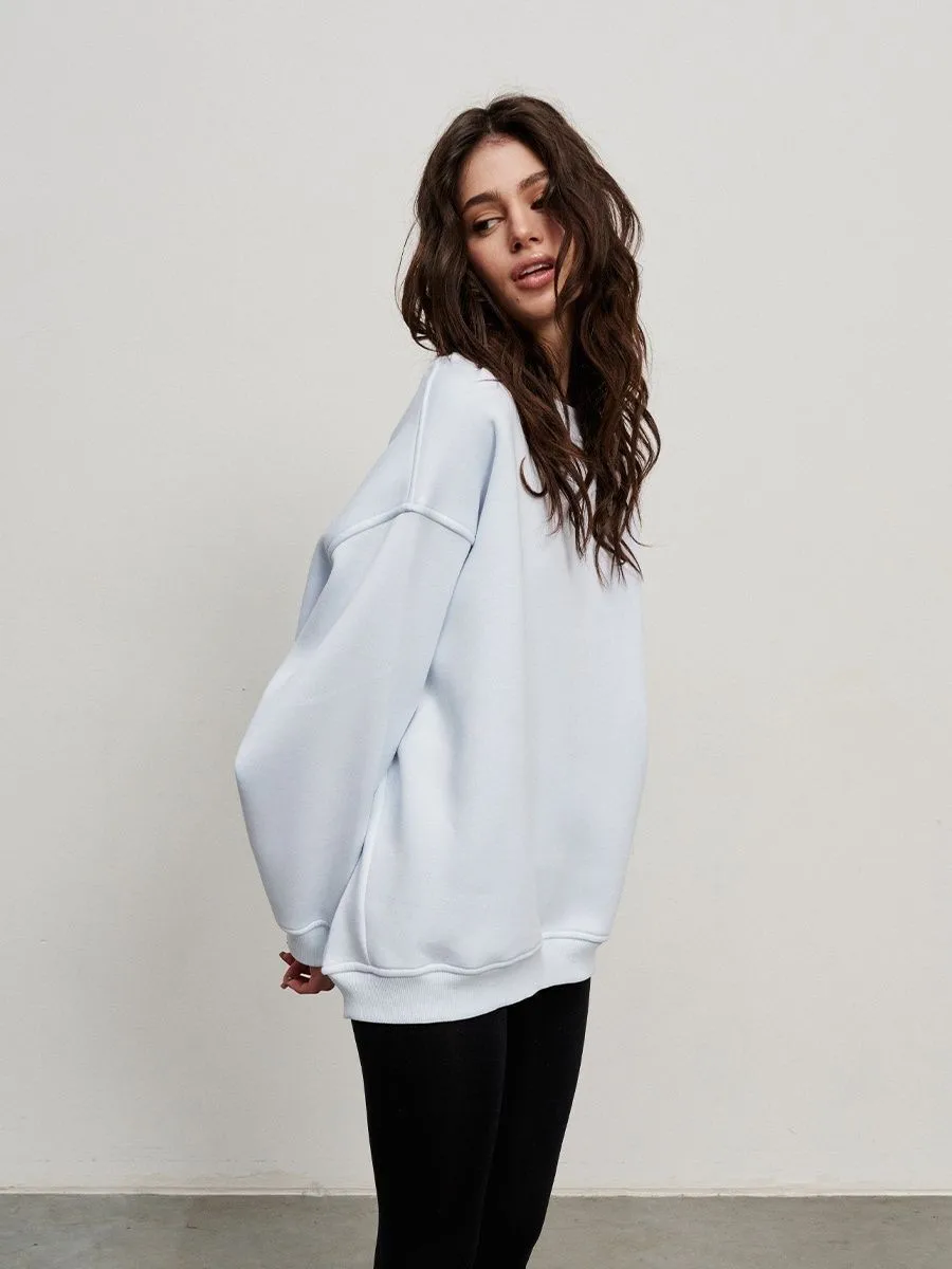 Loose Fit Pullover Hoodie Mid Length Streetwear with No Closure Regular Sleeve Regular Thickness Long Sleeve Women Sweatshirts