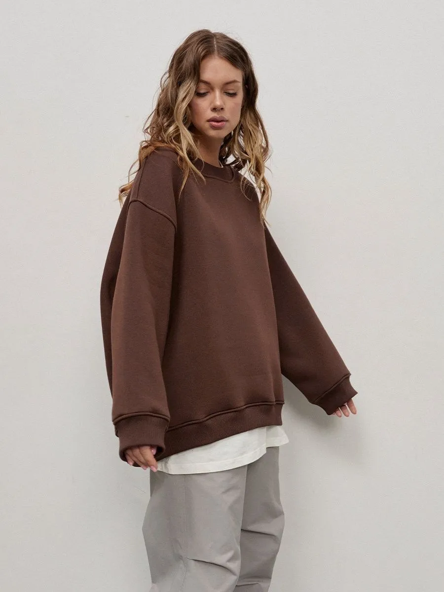Loose Fit Pullover Hoodie Mid Length Streetwear with No Closure Regular Sleeve Regular Thickness Long Sleeve Women Sweatshirts