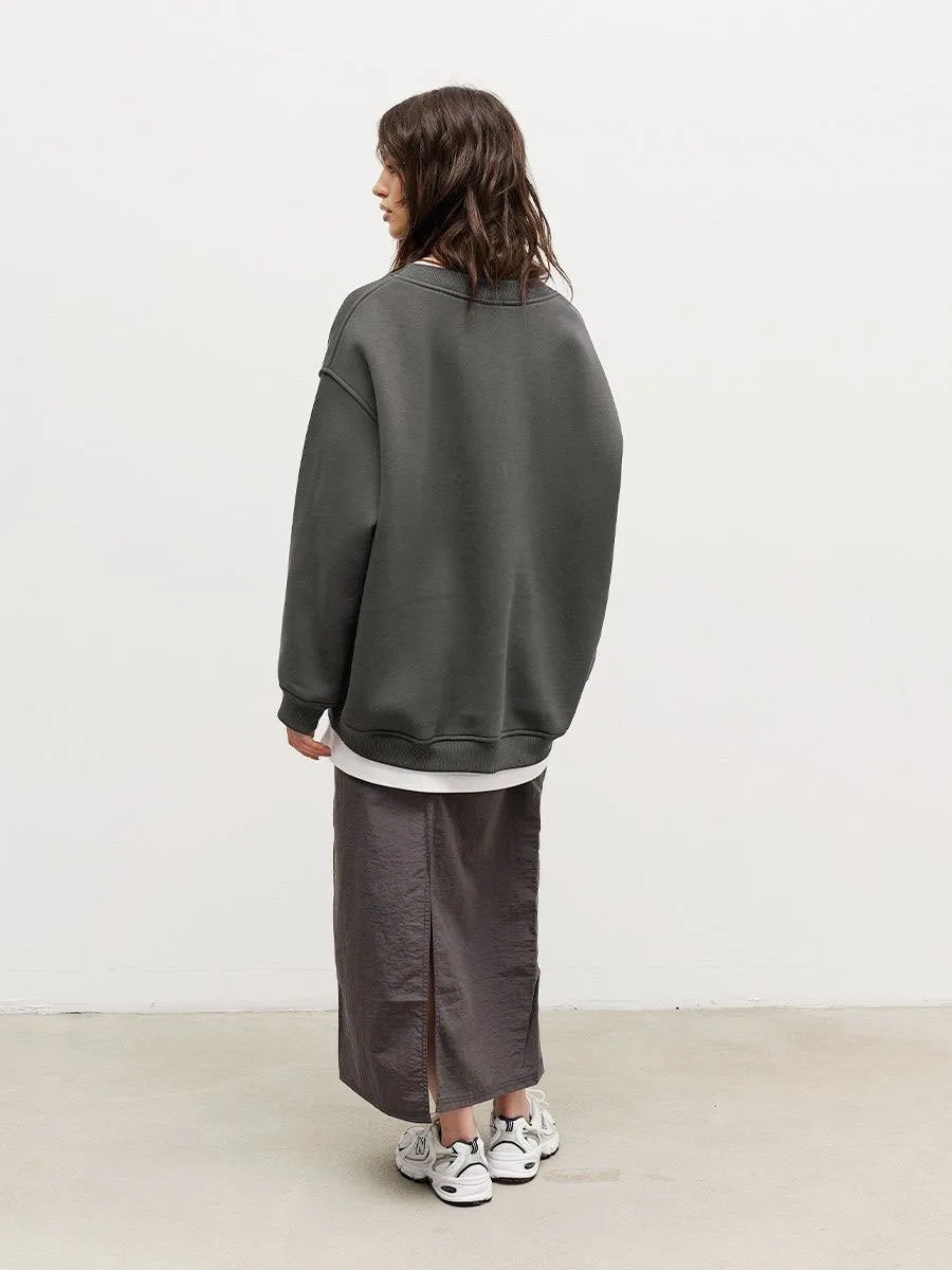 Loose Fit Pullover Hoodie Mid Length Streetwear with No Closure Regular Sleeve Regular Thickness Long Sleeve Women Sweatshirts
