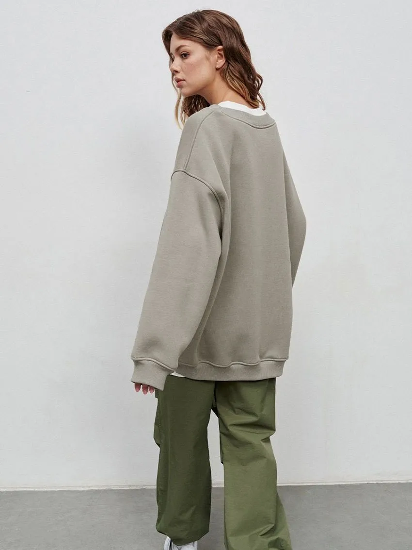 Loose Fit Pullover Hoodie Mid Length Streetwear with No Closure Regular Sleeve Regular Thickness Long Sleeve Women Sweatshirts