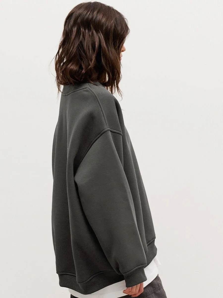 Loose Fit Pullover Hoodie Mid Length Streetwear with No Closure Regular Sleeve Regular Thickness Long Sleeve Women Sweatshirts