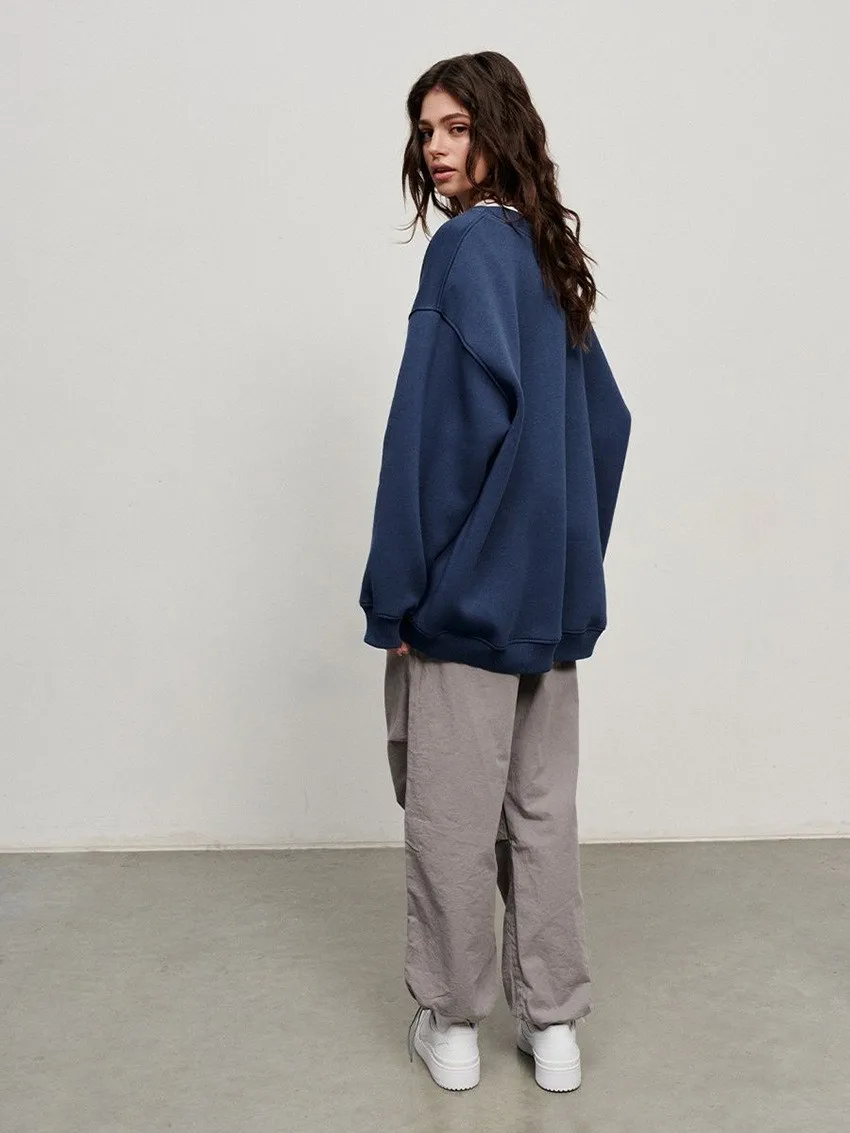 Loose Fit Pullover Hoodie Mid Length Streetwear with No Closure Regular Sleeve Regular Thickness Long Sleeve Women Sweatshirts