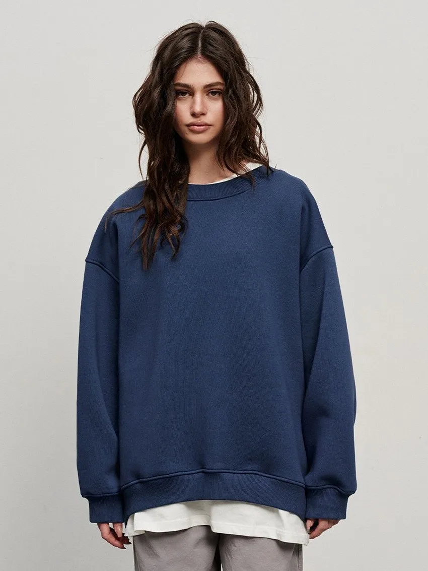 Loose Fit Pullover Hoodie Mid Length Streetwear with No Closure Regular Sleeve Regular Thickness Long Sleeve Women Sweatshirts