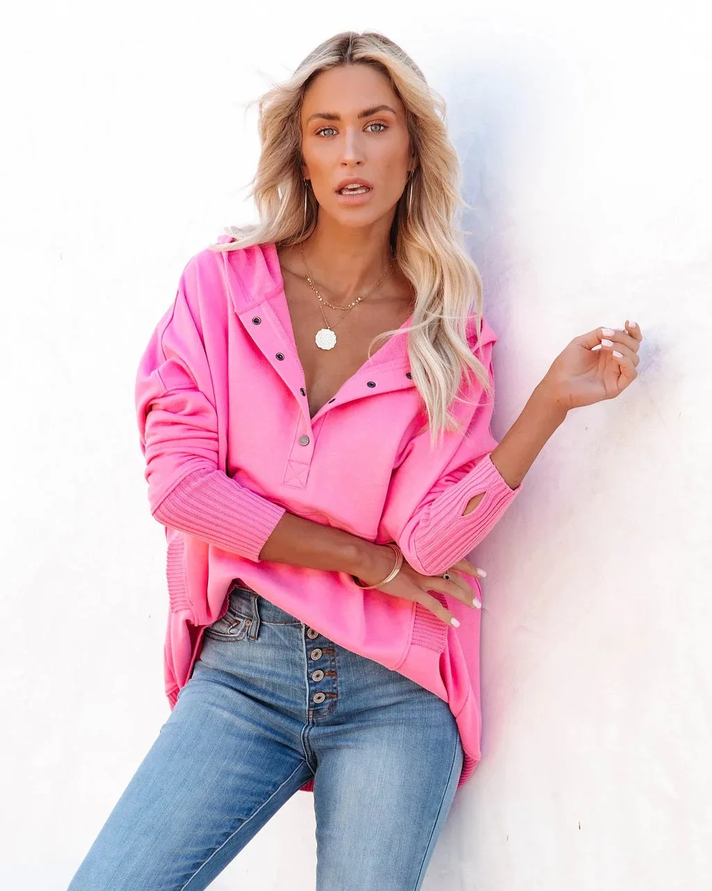 Casual Loose White Women Sweatshirt Autumn Winter V-neck Hooded Batwing Sleeve Hoodie Threaded Splicing Top For Women Pullovers