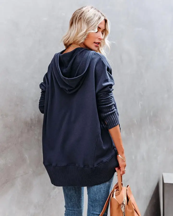 Casual Loose White Women Sweatshirt Autumn Winter V-neck Hooded Batwing Sleeve Hoodie Threaded Splicing Top For Women Pullovers