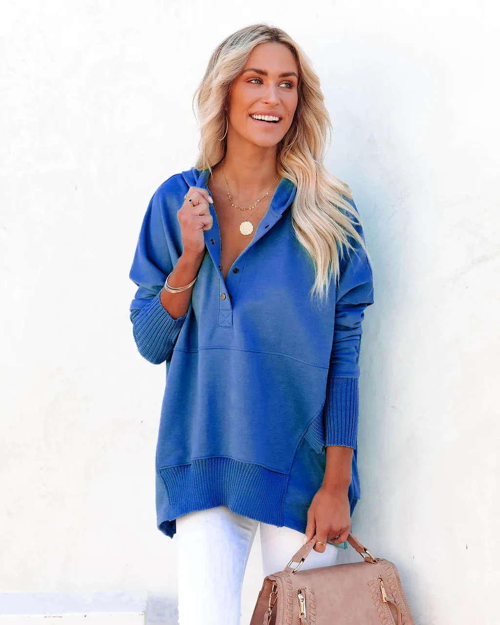 Casual Loose White Women Sweatshirt Autumn Winter V-neck Hooded Batwing Sleeve Hoodie Threaded Splicing Top For Women Pullovers