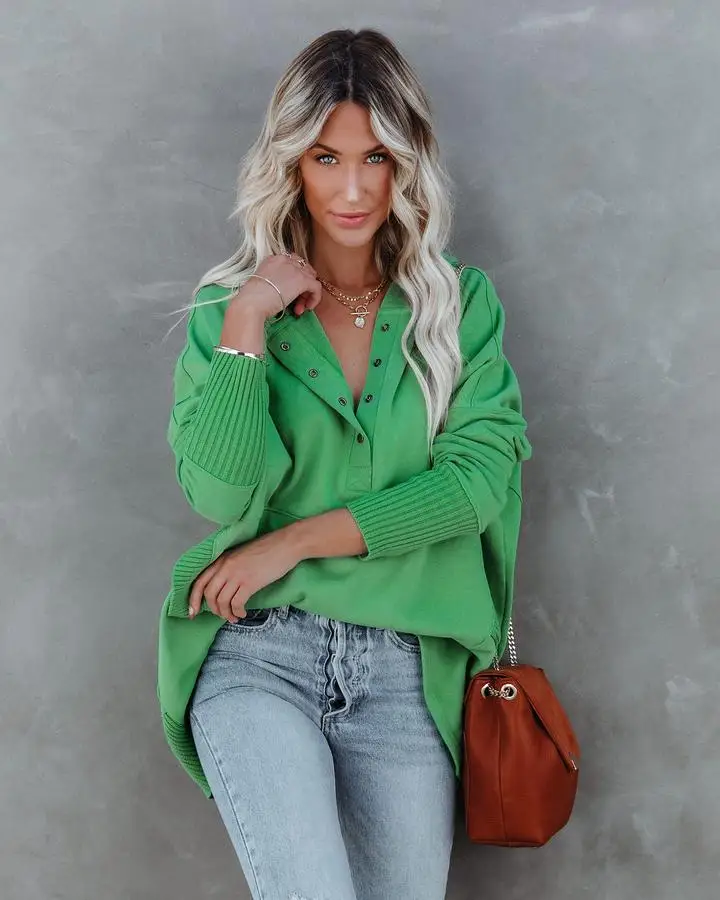 Casual Loose White Women Sweatshirt Autumn Winter V-neck Hooded Batwing Sleeve Hoodie Threaded Splicing Top For Women Pullovers