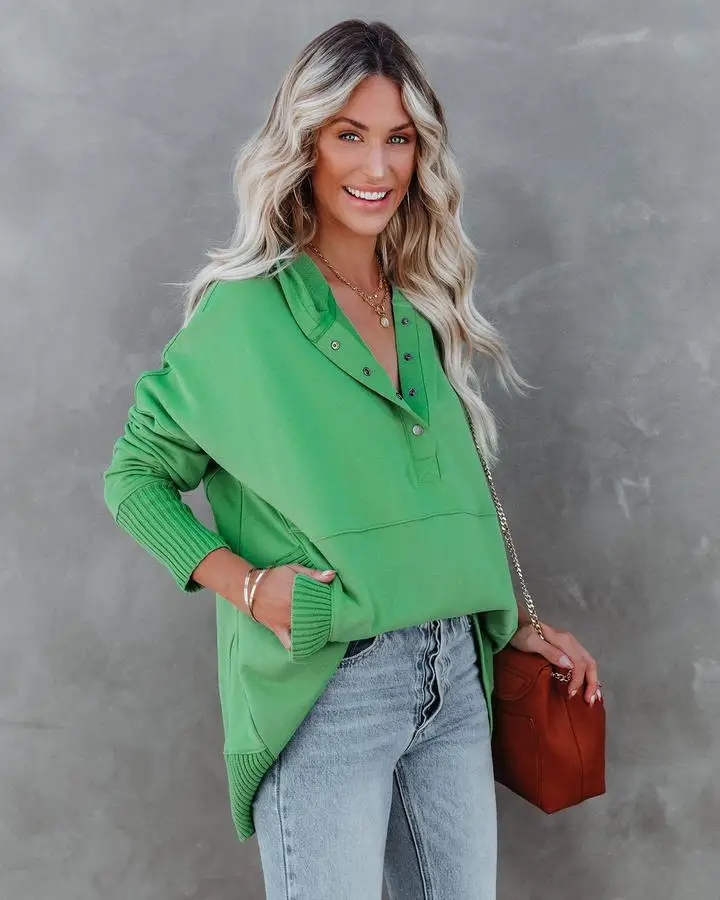 Casual Loose White Women Sweatshirt Autumn Winter V-neck Hooded Batwing Sleeve Hoodie Threaded Splicing Top For Women Pullovers