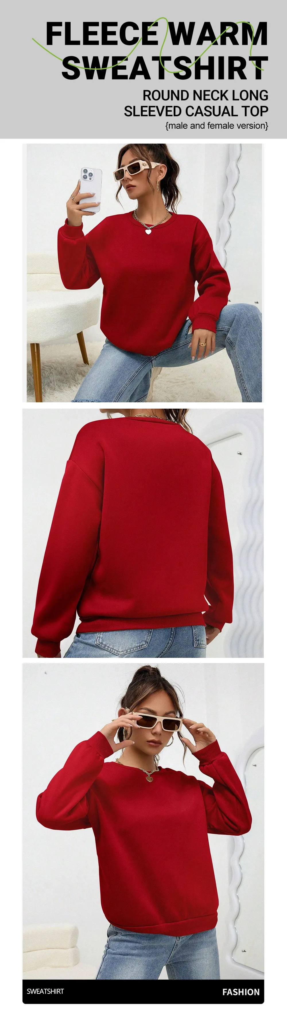 Fashion Womens Sweatshirt Fresh Red Cherries Printing Pullover Crewneck Fleece Soft Breathable Hoodie Autumn Female Streetwear