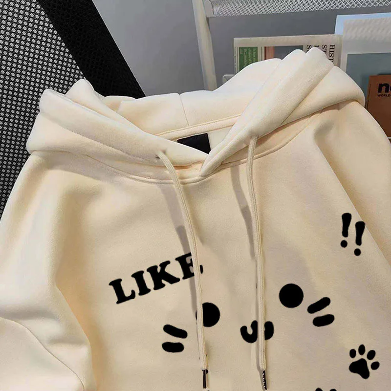 Cute Cartoon Print Hoodies Women Winter Thick Loose Preppy Casual Sweatshirts Y2K Korean Fashion Couple All Match Pullover
