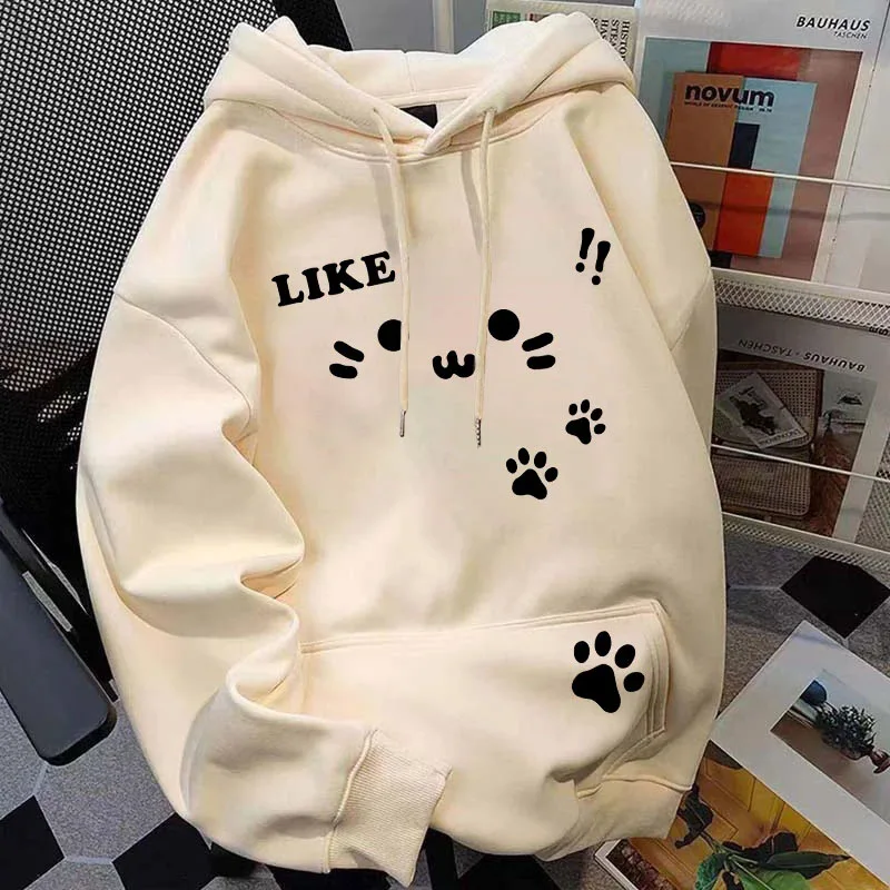 Cute Cartoon Print Hoodies Women Winter Thick Loose Preppy Casual Sweatshirts Y2K Korean Fashion Couple All Match Pullover