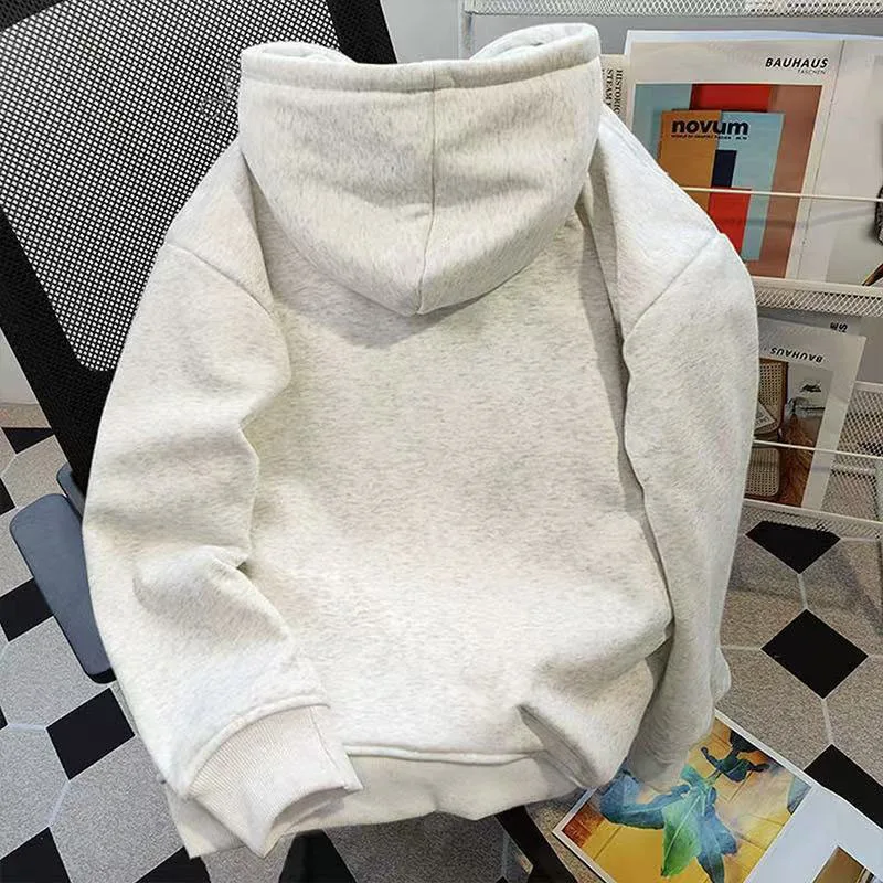 Cute Cartoon Print Hoodies Women Winter Thick Loose Preppy Casual Sweatshirts Y2K Korean Fashion Couple All Match Pullover