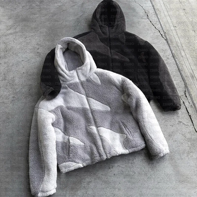 Gothic High Street Trendy Brand Fashion Polar Fleece Zipper Coat Women Y2k Personality High Collar Oversized Jacket Unisex Top