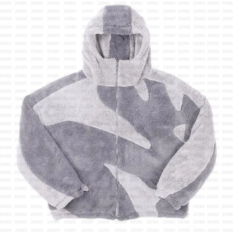 Gothic High Street Trendy Brand Fashion Polar Fleece Zipper Coat Women Y2k Personality High Collar Oversized Jacket Unisex Top
