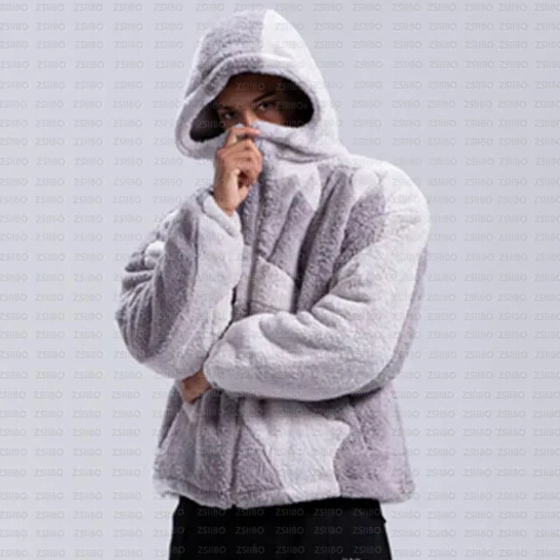 Gothic High Street Trendy Brand Fashion Polar Fleece Zipper Coat Women Y2k Personality High Collar Oversized Jacket Unisex Top