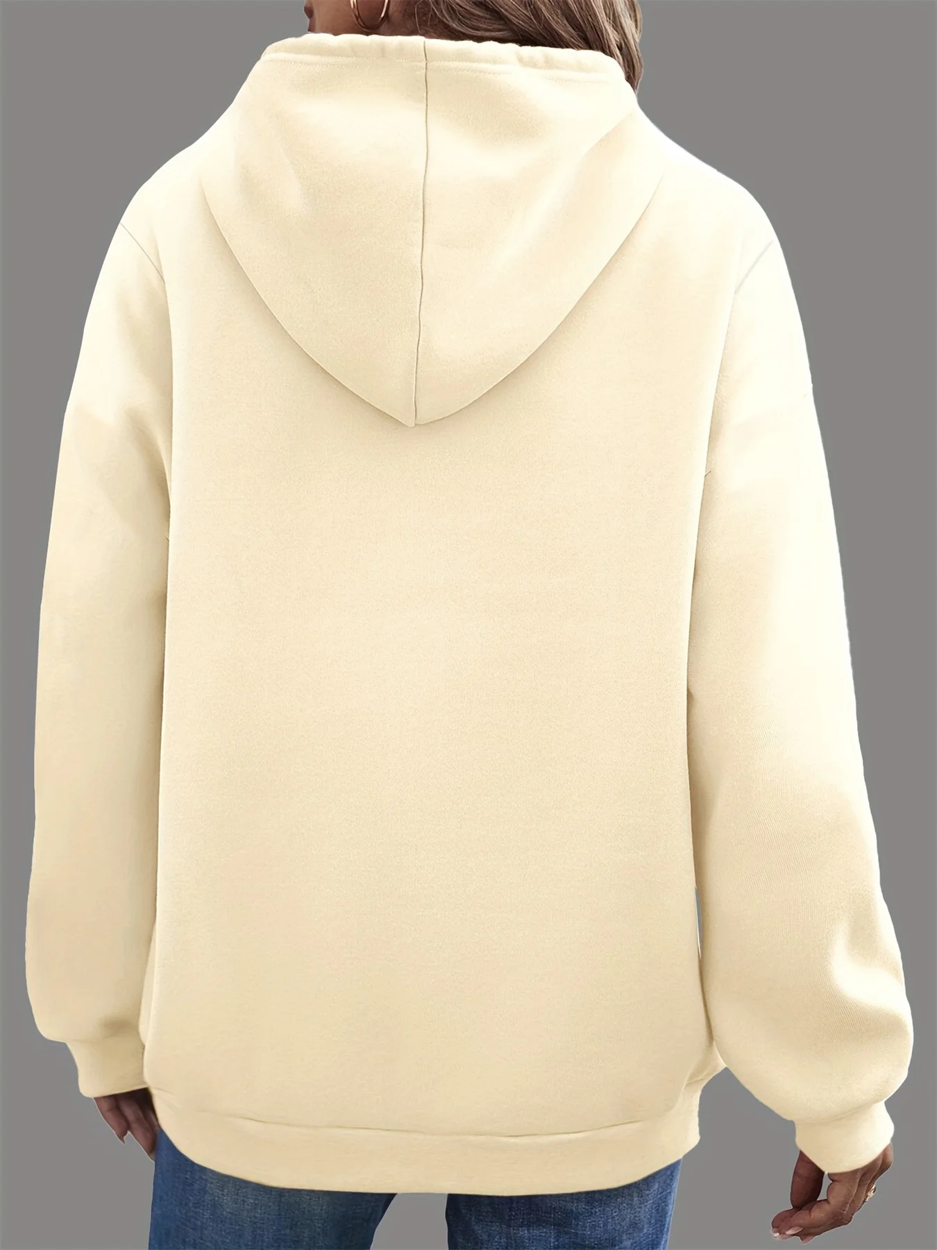 Women's Autumn and Winter Warm and Loose Casual Heart-Shaped Printed Velvet Long-Sleeved Hooded Sweatshirt