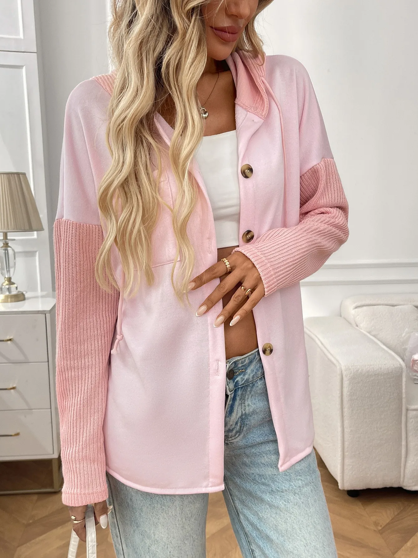 Casual Hooded Hoodie with Loose Fit Mid Length Regular Sleeve American and European Style Streetwear Long Sleeve Women Hoodie