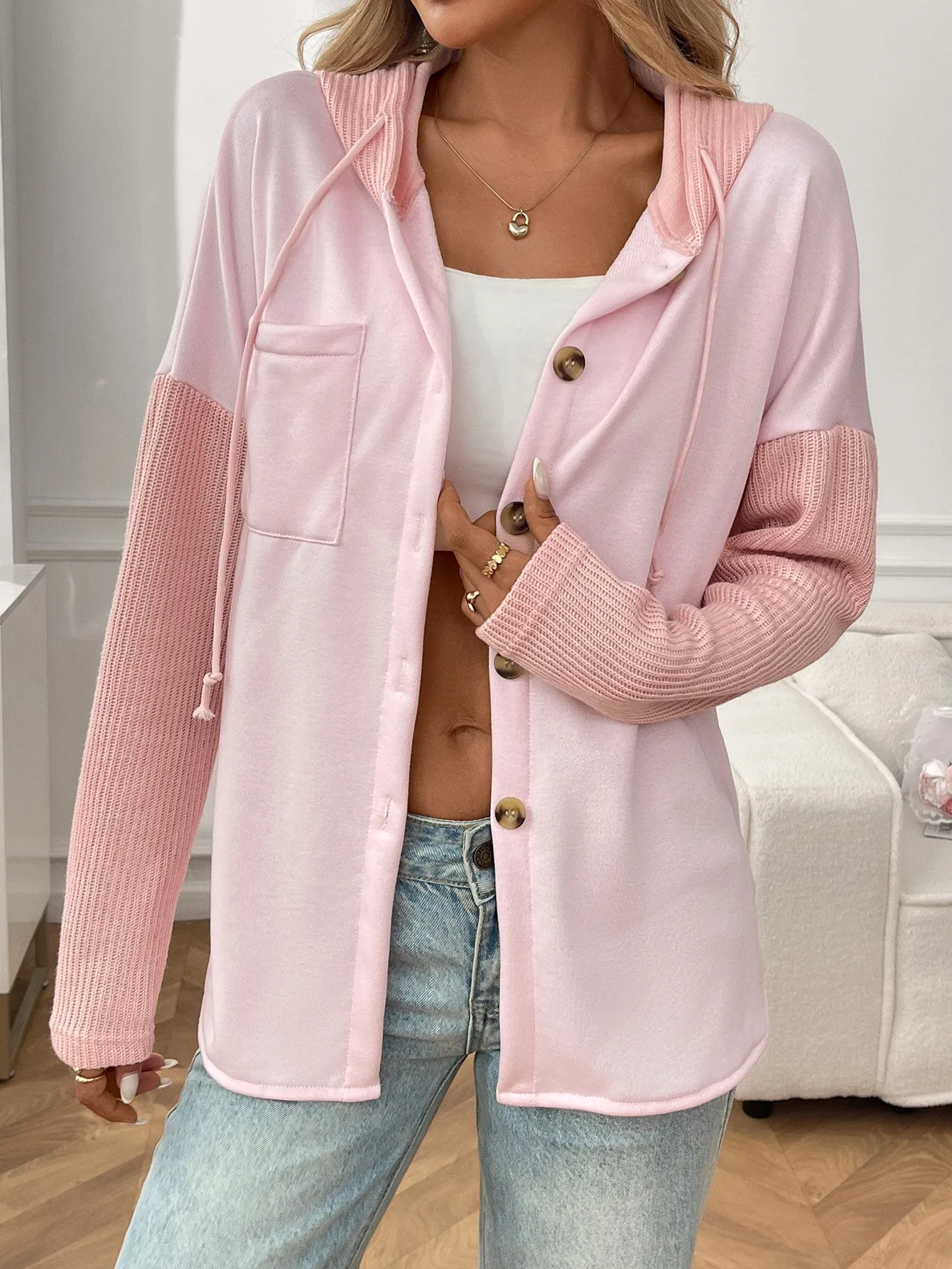Casual Hooded Hoodie with Loose Fit Mid Length Regular Sleeve American and European Style Streetwear Long Sleeve Women Hoodie