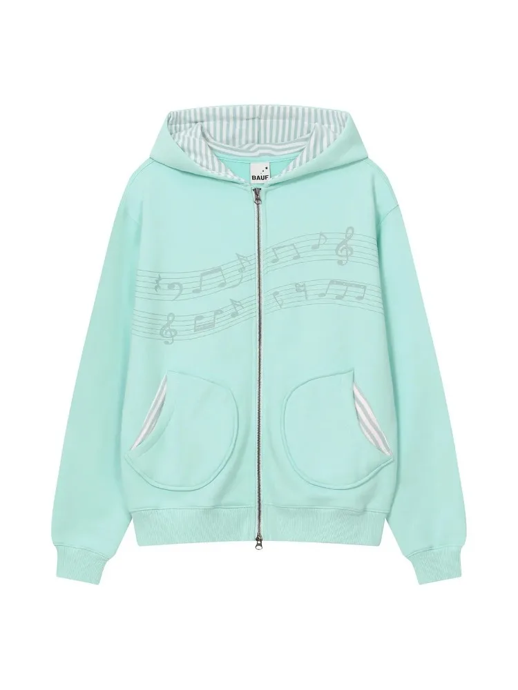 2026 Women's Clothing Korean Zip-up Hoodies Jackets Ropa Mujer Chic Y2k Tops Hooded Print Pockets Casual Fashion Hoodie Coats
