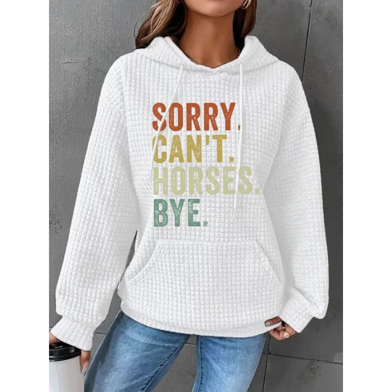 ilstile Women's Horses Print Hoodies Autumn Winter Long Sleeve Casual Outdoor Hooded Hoodies Sports Sweatshirts NEW