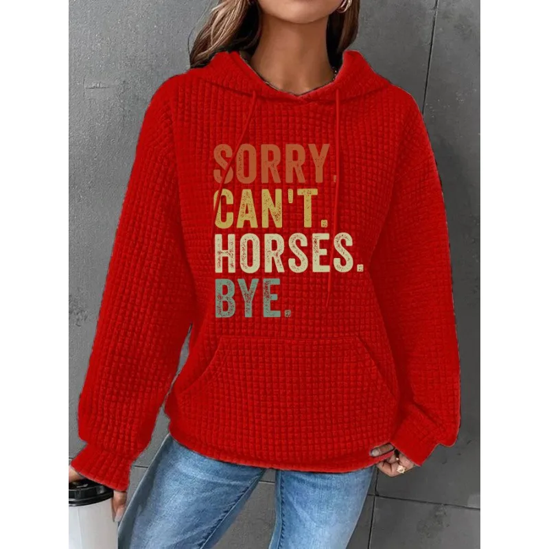 ilstile Women's Horses Print Hoodies Autumn Winter Long Sleeve Casual Outdoor Hooded Hoodies Sports Sweatshirts NEW