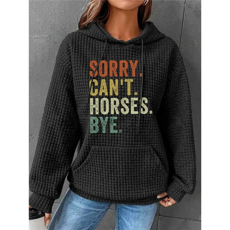 ilstile Women's Horses Print Hoodies Autumn Winter Long Sleeve Casual Outdoor Hooded Hoodies Sports Sweatshirts NEW