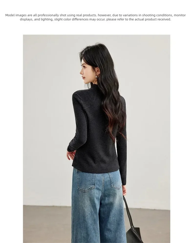 VIMLY Women's Casual Grey Sports Sweatshirt 2026 Autumn Stand Collar Zip Up Jacket Fashion Elegant Slim-fit Female Coat 31659