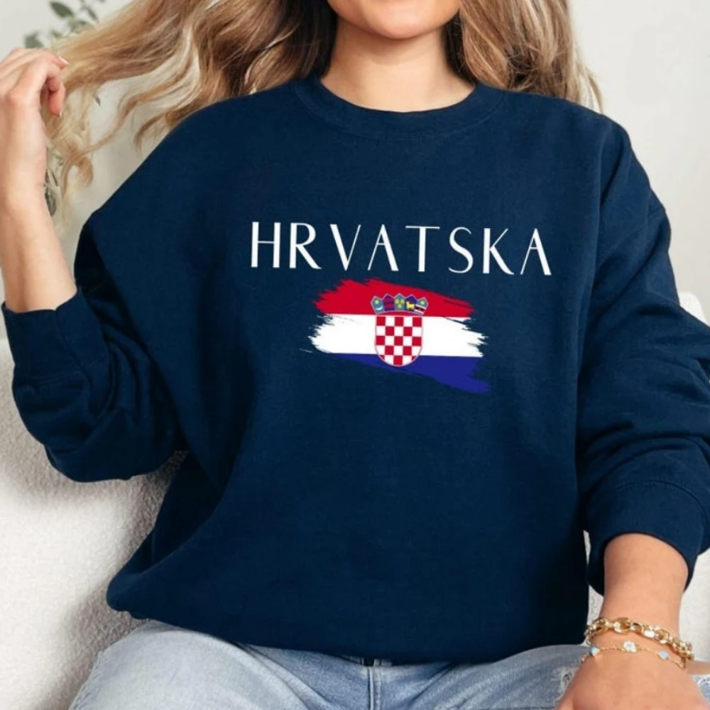 Hrvatska Croatia Flag Sweatshirt Croatian Victory Day Unisex Crewneck Pullover International Gift European Clothing