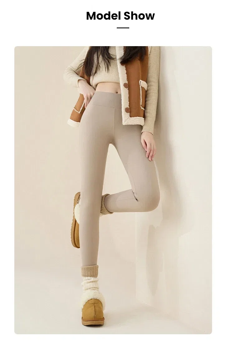 New Winter Thermal Fleece Lined Leggings Women's Outdoor Wear Thickened Plush Trousers Cold Weather Warm Pants Woman Clothing